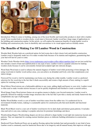 The Advantages of Using Lumber Wood in Construction