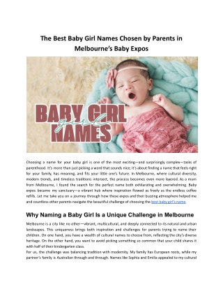 The Best Baby Girl Names Chosen by Parents in Melbourne’s Baby Expos