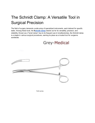 The Schnidt Clamp_ A Versatile Tool in Surgical Precision