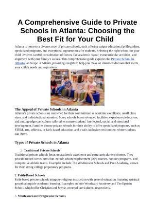 A Comprehensive Guide to Private Schools in Atlanta: Choosing the Best Fit for Your Child