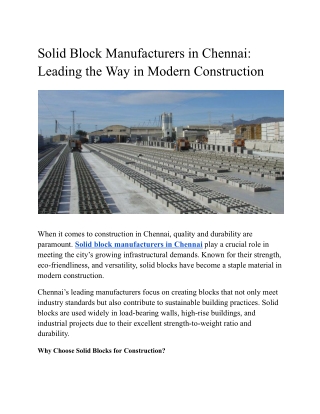 Solid Block Manufacturers in Chennai_ Leading the Way in Modern Construction