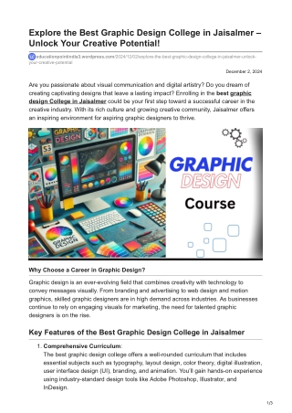 educationpointindia3.wordpress.com-Explore the Best Graphic Design College in Jaisalmer  Unlock Your CreativePotential