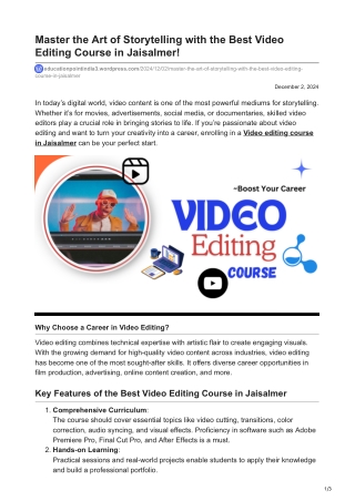 educationpointindia3.wordpress.com-Master the Art of Storytelling with the Best Video Editing Course inJaisalmer