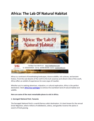 Africa The Lab Of Natural Habitat