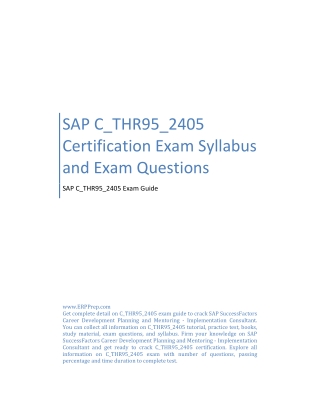 SAP C_THR95_2405 Certification Exam Syllabus and Exam Questions