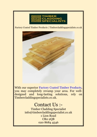 Factory Coated Timber Products | Timbercladdingspecialists.co.uk