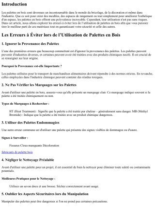 Les Erreurs à Éviter lors de l’Utilisation de Palettes en Bois