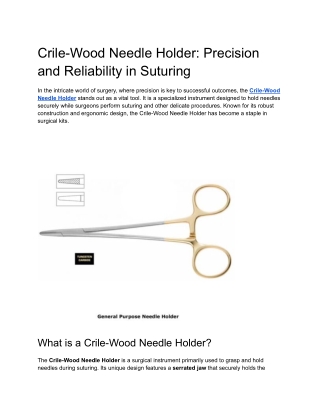 Crile-Wood Needle Holder_ Precision and Reliability in Suturing