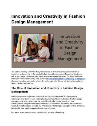 Innovation and Creativity in Fashion Design Management