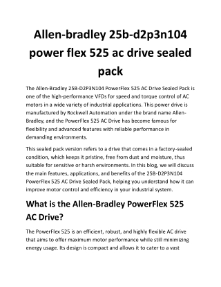 Allen-bradley 25b-d2p3n104 power flex 525 ac drive sealed pack