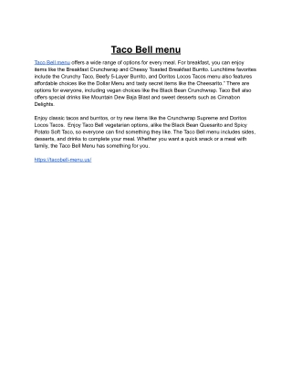 Taco Bell menu