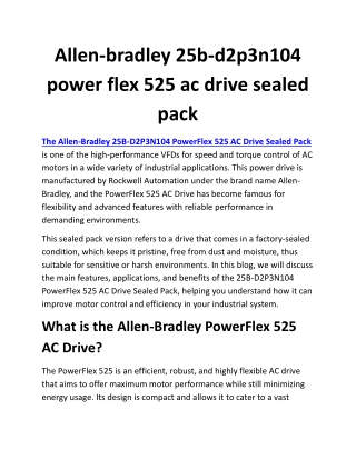 Allen-bradley 25b-d2p3n104 power flex 525 ac drive sealed pack