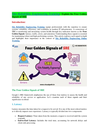 Site Reliability Engineering Online Training in Ameerpet