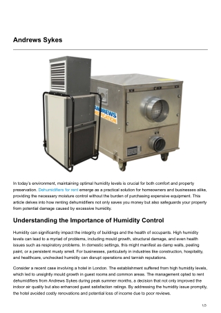 How Dehumidifiers for Rent Can Save You Money and Protect Your Property