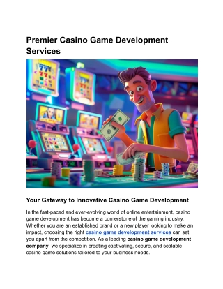 Creative Casino Game Development Services for Unique Game Designs