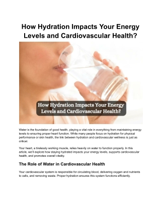 How Hydration Impacts Your Energy Levels and Cardiovascular Health