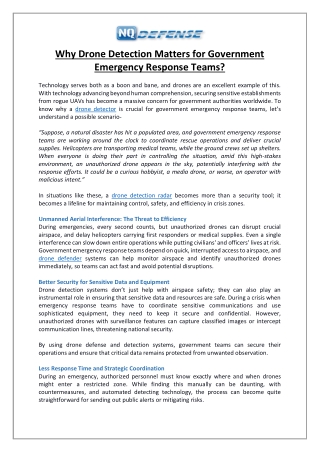 Why Drone Detection Matters for Government Emergency Response Teams