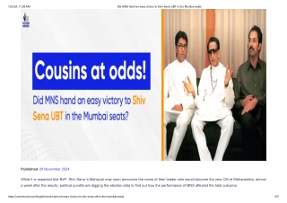 Did MNS hand an easy victory to Shiv Sena UBT in the Mumbai seats