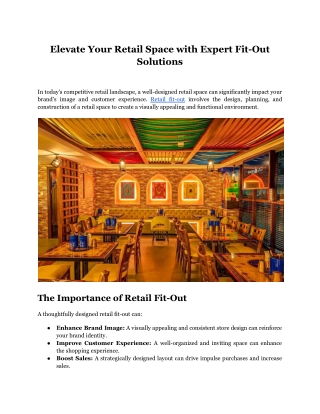 Elevate Your Retail Space with Expert Fit-Out Solutions
