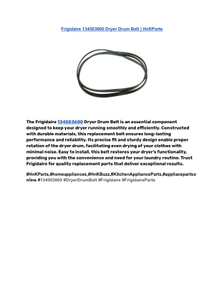 Frigidaire 134503600 Dryer Drum Belt _ HnKParts