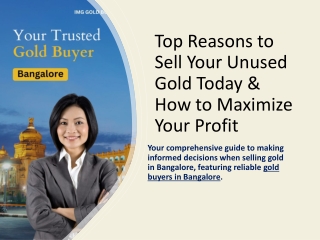 Top Reasons to Sell Your Unused Gold Today & How to Maximize Your Profit |IMG