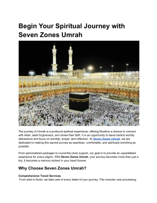 Begin Your Spiritual Journey with Seven Zones Umrah