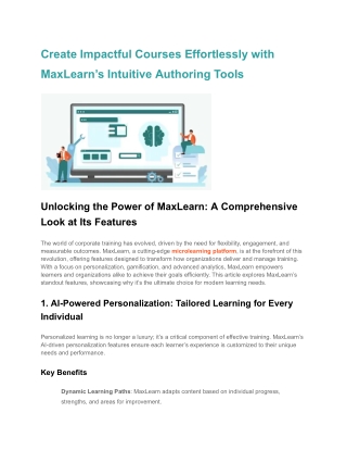 Create Impactful Courses Effortlessly with MaxLearn’s Intuitive Authoring Tools