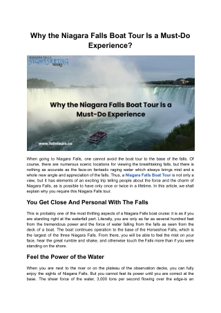 Why the Niagara Falls Boat Tour Is a Must-Do Experience