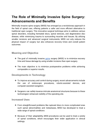 The Role of Minimally Invasive Spine Surgery_ Advancements and Benefits