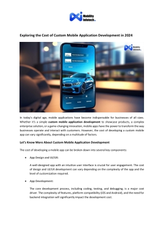 Exploring the Cost of Custom Mobile Application Development in 2024