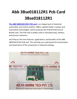 Abb 3Bse018112R1 Pcb Card 3Bse018112R1