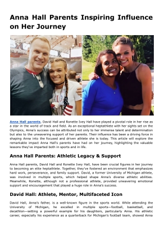 Anna Hall Parents Inspiring Influence on Her Journey