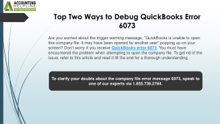 How to eliminate QuickBooks Error Code 6073
