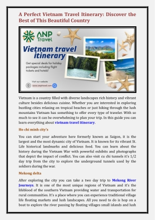 vietnam travel itinerary
