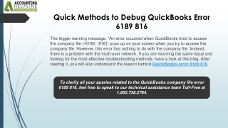 Easy steps to fix QuickBooks Error Code 6189 816
