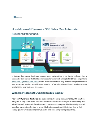 How Microsoft Dynamics 365 Sales Can Automate Business Processes?