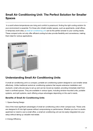 Small Air Conditioning Unit The Perfect Solution for Smaller Spaces