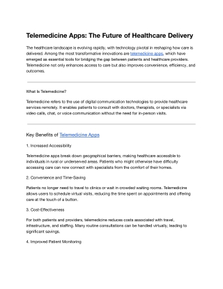 Telemedicine Apps_ The Future of Healthcare Delivery