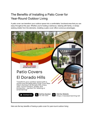 The Benefits of Installing a Patio Cover for Year-Round Outdoor Living
