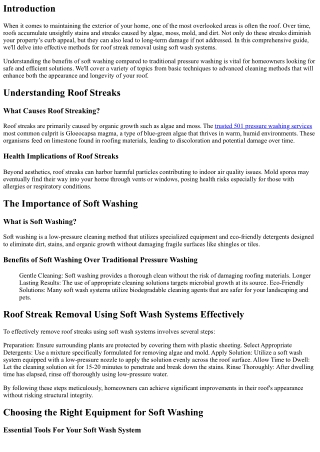 Roofing System Streak Removal Using Soft Wash Systems Efficiently
