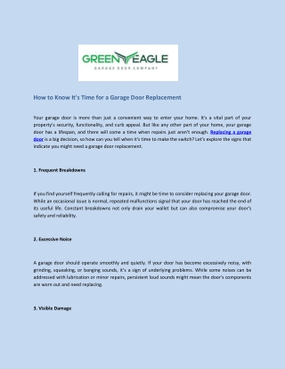 How to Know It's Time for a Garage Door Replacement