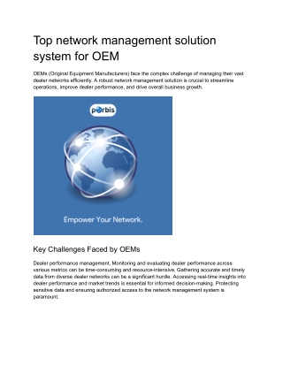 Top network management solution system for OEM