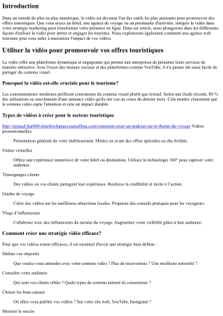 Utiliser la vidéo pour promouvoir vos offres touristiques