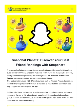 Snapchat Plants Friend Solar System