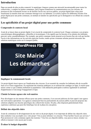 “Les spécificités d’un projet digital pour une petite commune”
