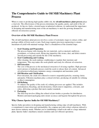 oil mill machinery plant process