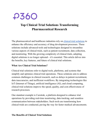 Top Clinical Trial Solutions Transforming Pharmaceutical Research