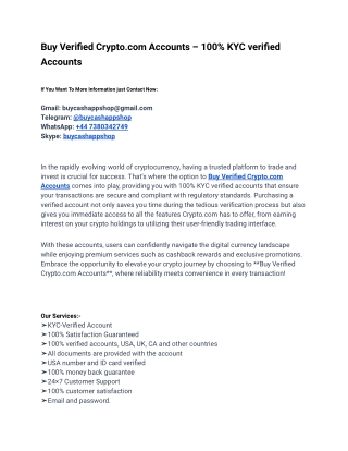 Best Site To Buy Verified Crypto  In Online