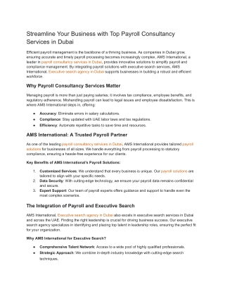 Streamline Your Business with Top Payroll Consultancy Services in Dubai