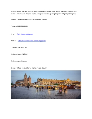 FOR POLAND CITIZENS - INDIAN ELECTRONIC VISA  Official Indian Government Visa Ce